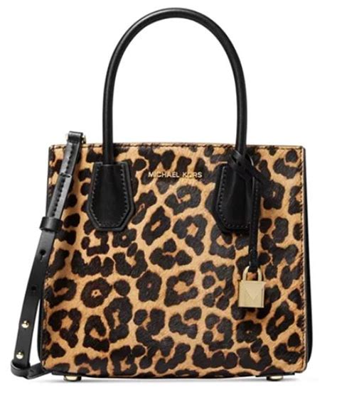 michael kors leopard fur mercer bag|Michael Kors bag leopard print.